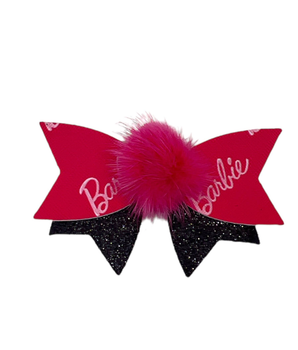 Mink Barbie Pom Bow- Dog Hair Barrette