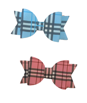 Plaid Vegan Letherette Dog Hair Barrette