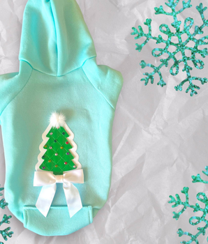 Quilted Christmas Tree Dog Hoodie