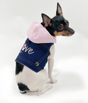 Denim Hoodie "Love" Harness Vest