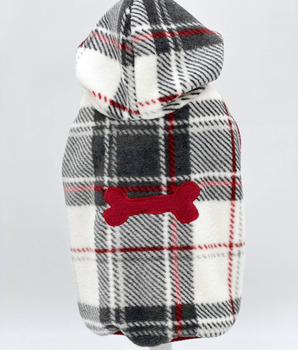 Dog Clothes Coat - "Snowy Roads" Luxe Fleece Blanket Hoodie in Lodge Plaid