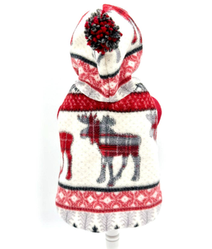 Dog Clothes Coat - "Through the Woods" Luxe Fleece Blanket Hoodie w/ Pom Pom