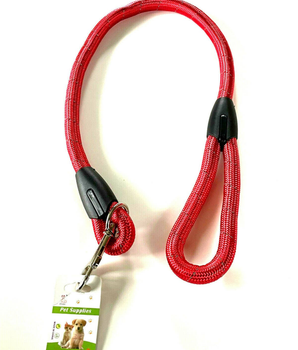 Large Dog Leash Rope Heavy Duty Red Reflective Nylon Material Excellent 3ft Size Red