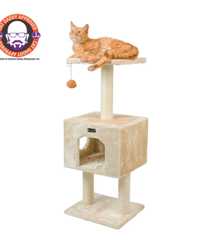 Real Wood Cat Tree With Condo And Scratch Post 42 Height BGE