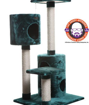 Real Woood Cat Tree House W 2 Private Condos 43" Green