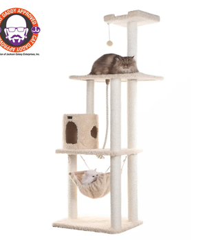 Real Wood 70" Cat Furniture,Ultra thick Faux Fur Cat Condo