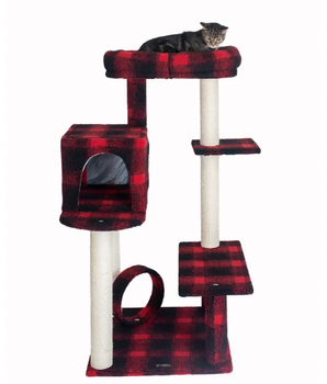 Real Wood B5008 50-Inch Classic Cat Tree With Veranda, Bench