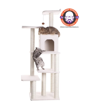 Real Wood B6802 Classic Cat Tree In Ivory 6 Levels Condo