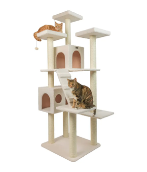 Real Wood Classic Ivory Cat Tree Multi Levels Condos B7701