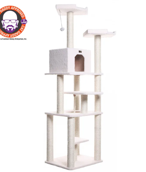 Real Wood B7801 Classic Cat Tree In Ivory 6 Levels Playhouse