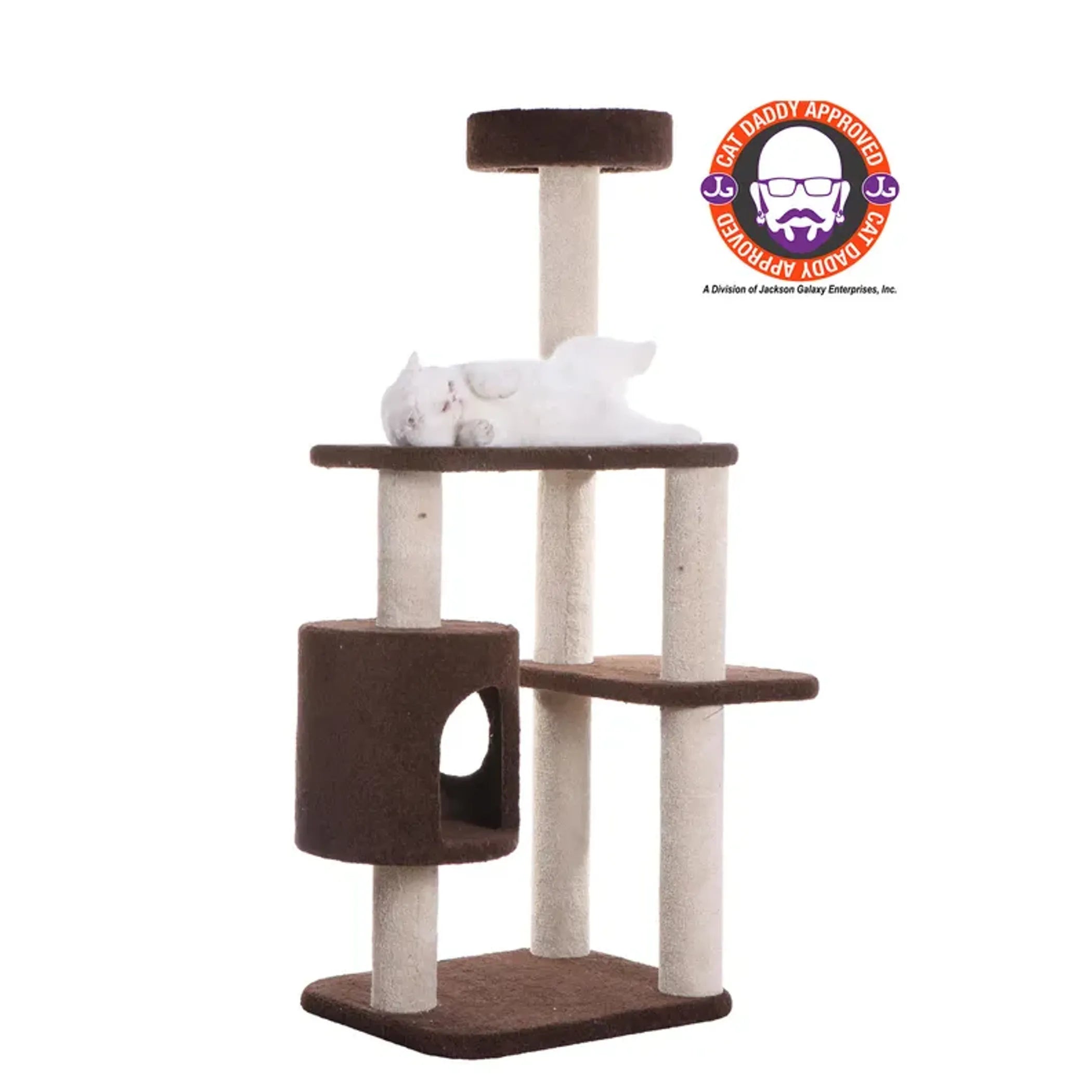 Real Wood 3-Level Carpeted Cat Tree Condo  Kitten Play House