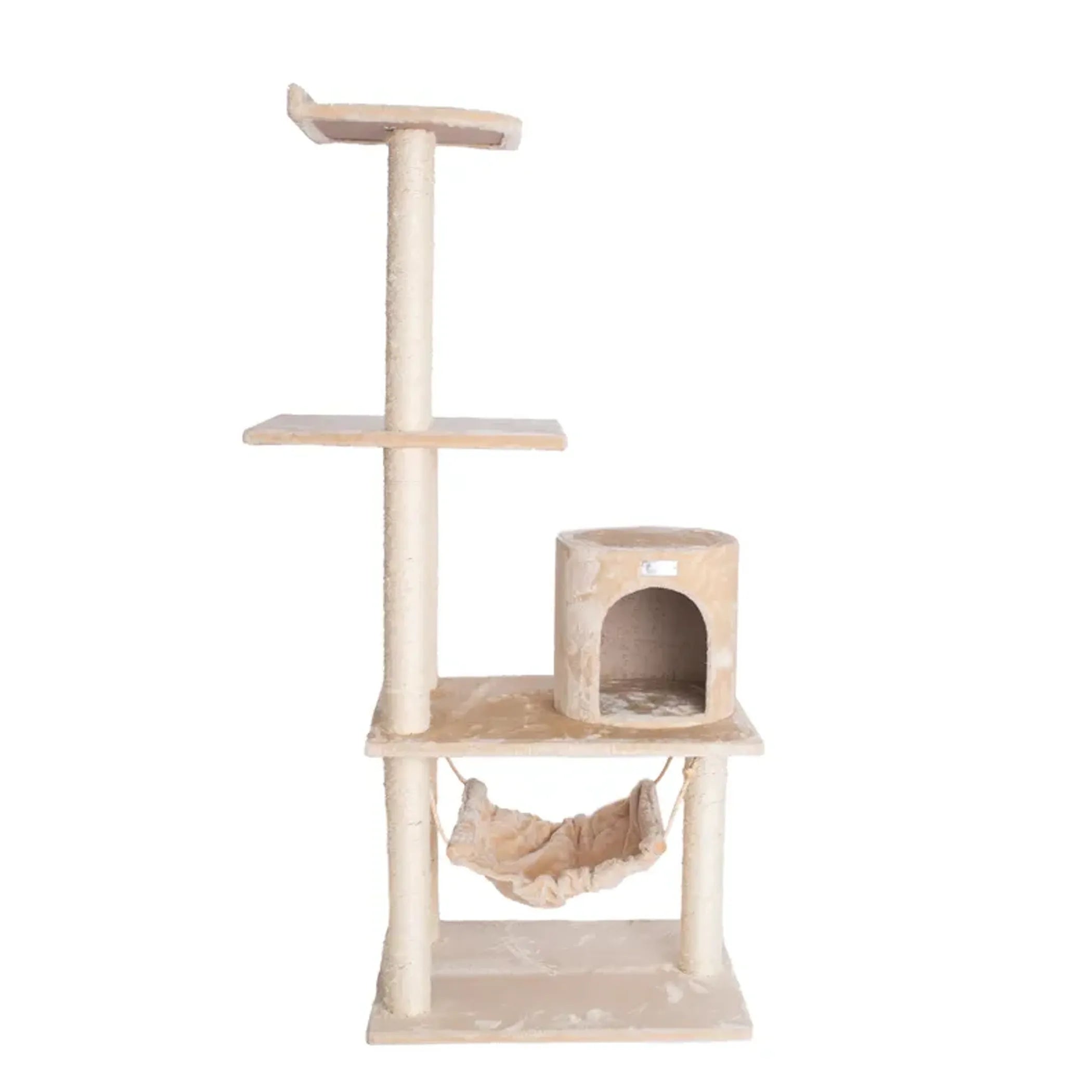 GleePet 59-Inch Cat Tree Real Wood Cat Condo for Indoor Pets