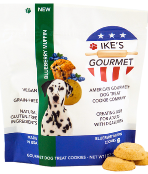 Ike's Gourmet Blueberry Muffin Dog Treat Cookies - Real Fruit Shortbread Cookies Vegan and All-Natural Grain and Gluten Free Made in USA