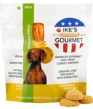 Ike's Gourmet Banana Bread Dog Treat Cookies - Real Fruit Shortbread Cookies Vegan and All-Natural Grain and Gluten Free Made in USA