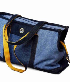 Patched Denim Dog Carrier