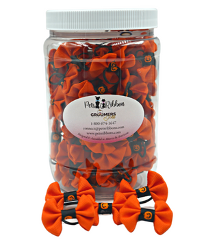 Halloween Pumpkin Trim Dog or Cat Pet Bows in a Jar 1" - Pets Ribbons