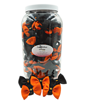 Halloween Pumpkin Trim Velcro Dog or Cat Bows in a Jar - Pets Ribbons