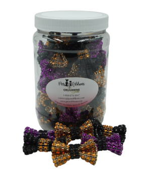 Dog  or Cat 1.5" Bling Halloween Bows in a Jar - Pets Ribbons