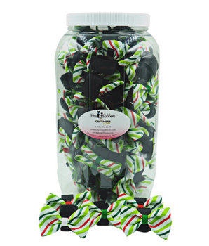 GG110CV | 100 Christmas Candy Striped Velcro Dog Bows in Jar|Pets Ribbons