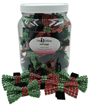 GG110XV | 50-100 Christmas Bling Velcro Dog Bows in a Jar|Pets Ribbons