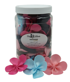 GG112 | 50-100 Large Flower Dog Cat Bows in a Jar|Pets Ribbons