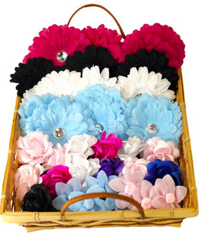 DIS004 | 40 Assorted Dog & Cat Bow Flowers in a Basket|Pets Ribbons