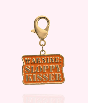 "Warning: Sloppy Kisser" Dog Collar Charm