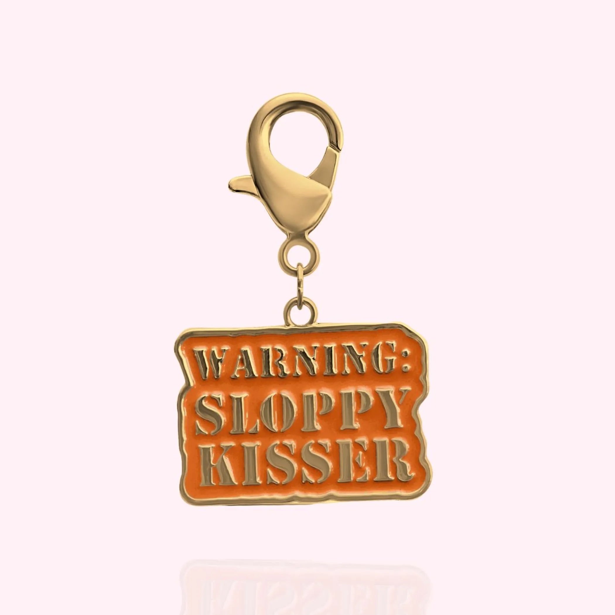 "Warning: Sloppy Kisser" Dog Collar Charm