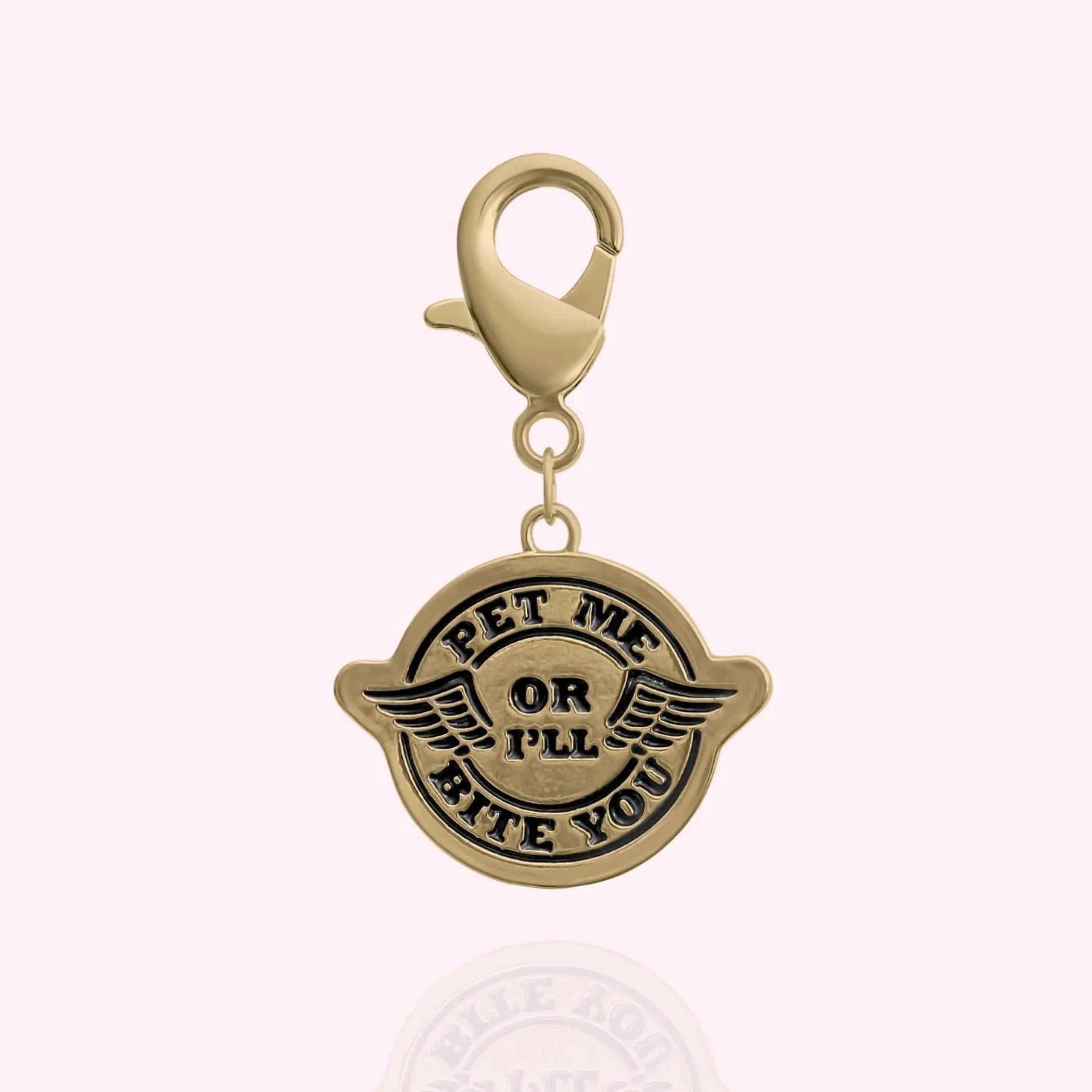 "Pet Me or I'll Bite You" Dog Collar Charm