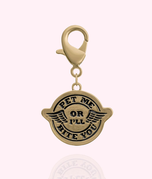 "Pet Me or I'll Bite You" Dog Collar Charm