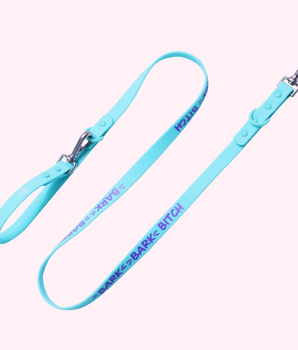 Silicone Dog Leash "Bark Bark Bitch" Aqua