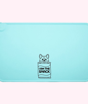 "I Am The Snack" Aqua Dog Food Mat