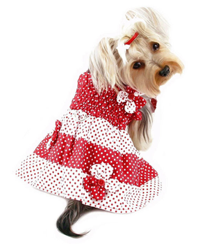 Red & White Polka Dots Sundress with Contrasting Flowers