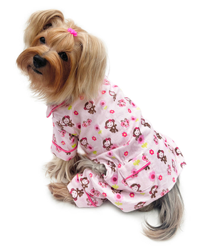 Girly Monkey Flannel Pajamas with 2 Pockets