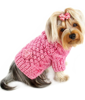 Pink Bobble Stitch Turtleneck Hand Knitted Sweater