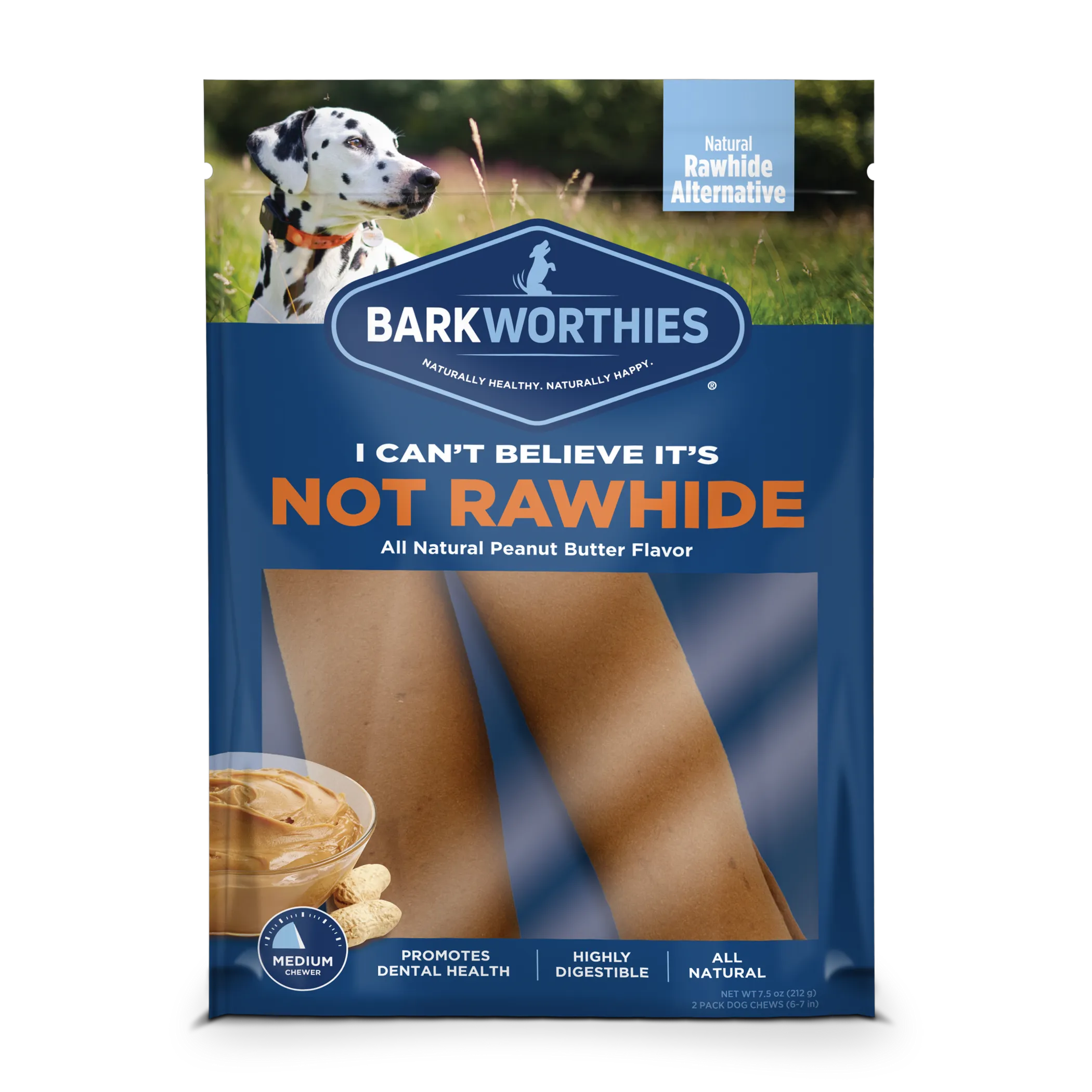 Barkworthies I Can't Believe It's Not Rawhide Rolls Peanut Butter