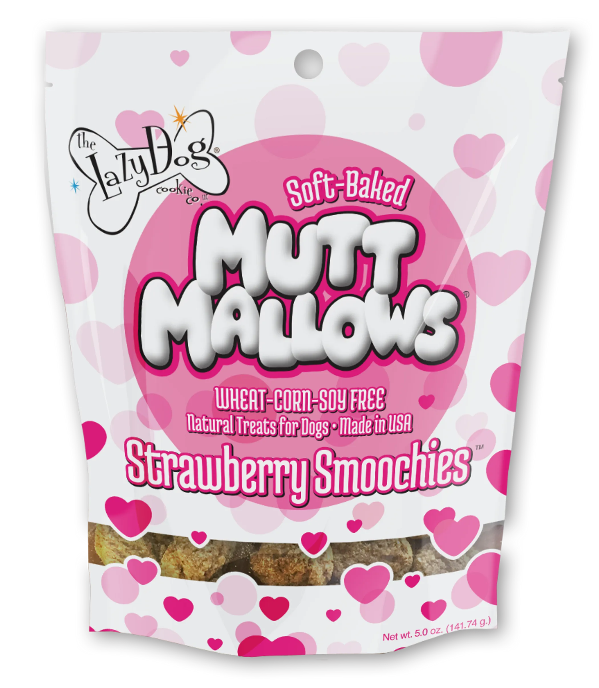 Lazy Dog Mutt Mallows Strawberry Smoochies Dog Treat 5oz