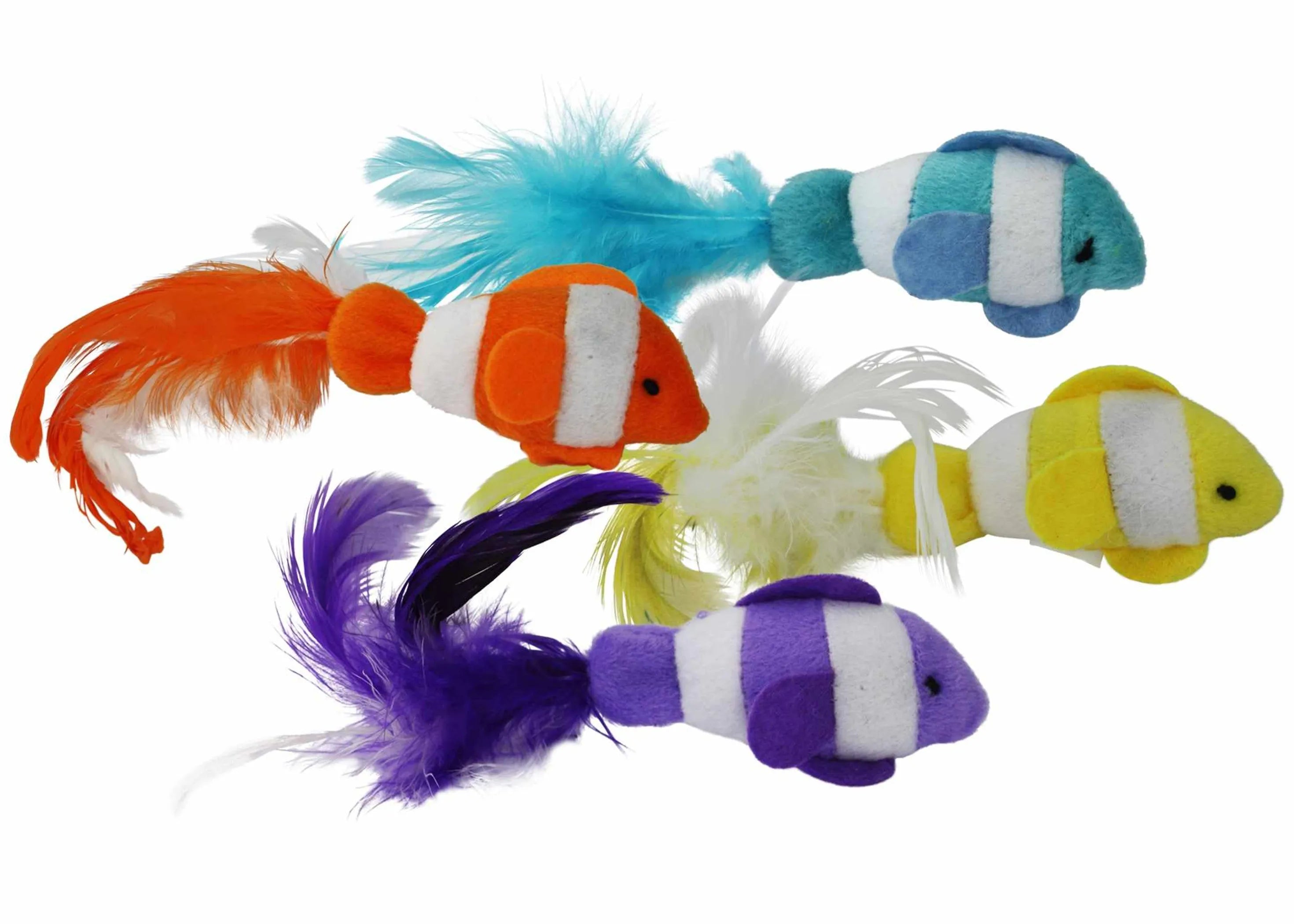 Multipet Clown Fish Cat Toy Assorted Colors 2pk 6"