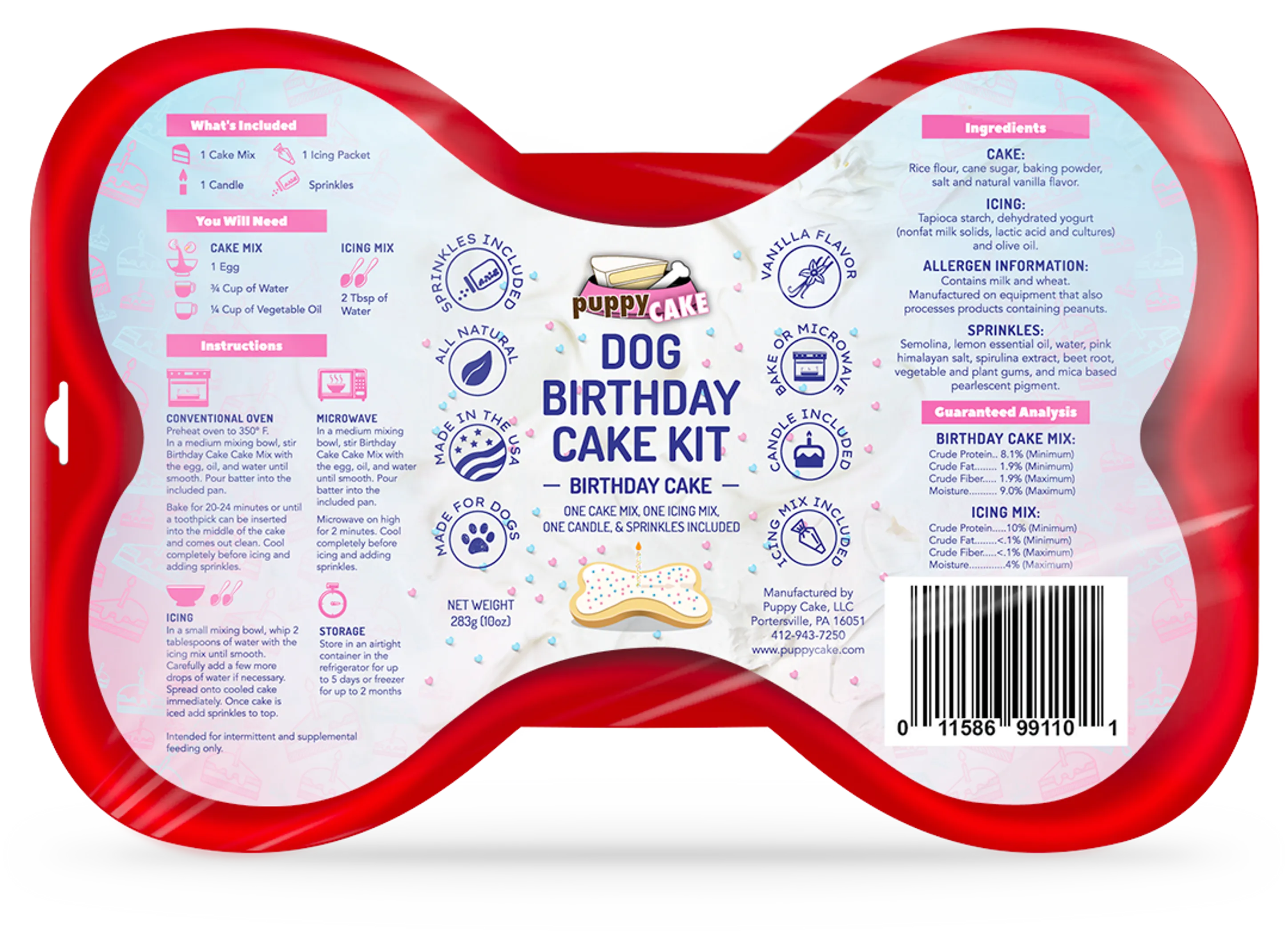 Puppy Cake Dog Birthday Cake Kit  Birthday Cake Flavor with Pupfetti Sprinkles 10oz