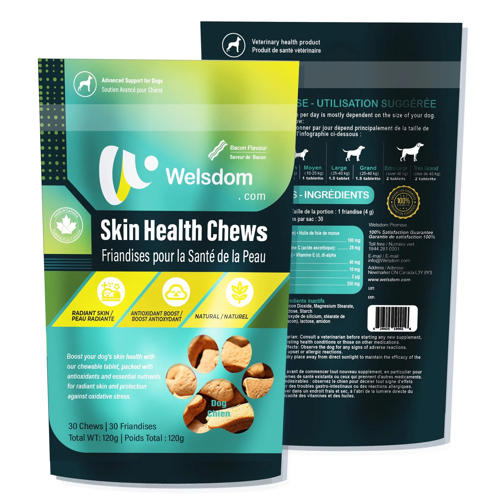 Skin Health Chews for Dogs  Omega-3 & Antioxidant Support (30 Soft Chews)
