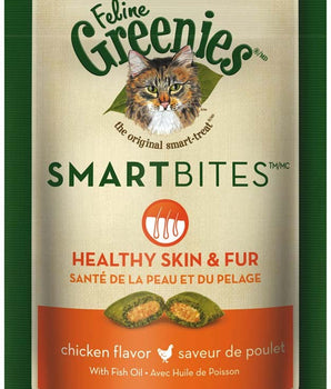 Greenies FELINE SMARTBITES Healthy Skin and Fur Chicken Flavor Cat Treat 2.1 oz