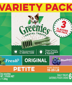 Greenies 3-Flavor Variety Pack Dog Dental Treat Petite 1ea/36 oz, 60 ct