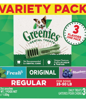 Greenies 3-Flavor Variety Pack Dog Dental Treat Regular 1ea/36 oz, 36 ct
