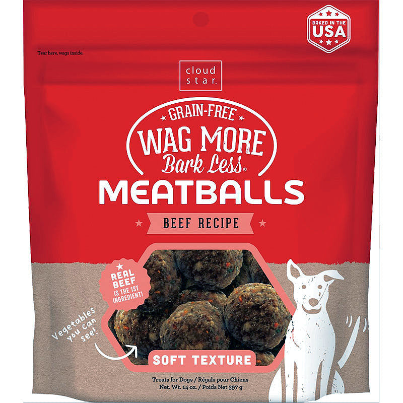 Cloud Star Wagmore Dog Meatball Grain Free Beef 14Oz