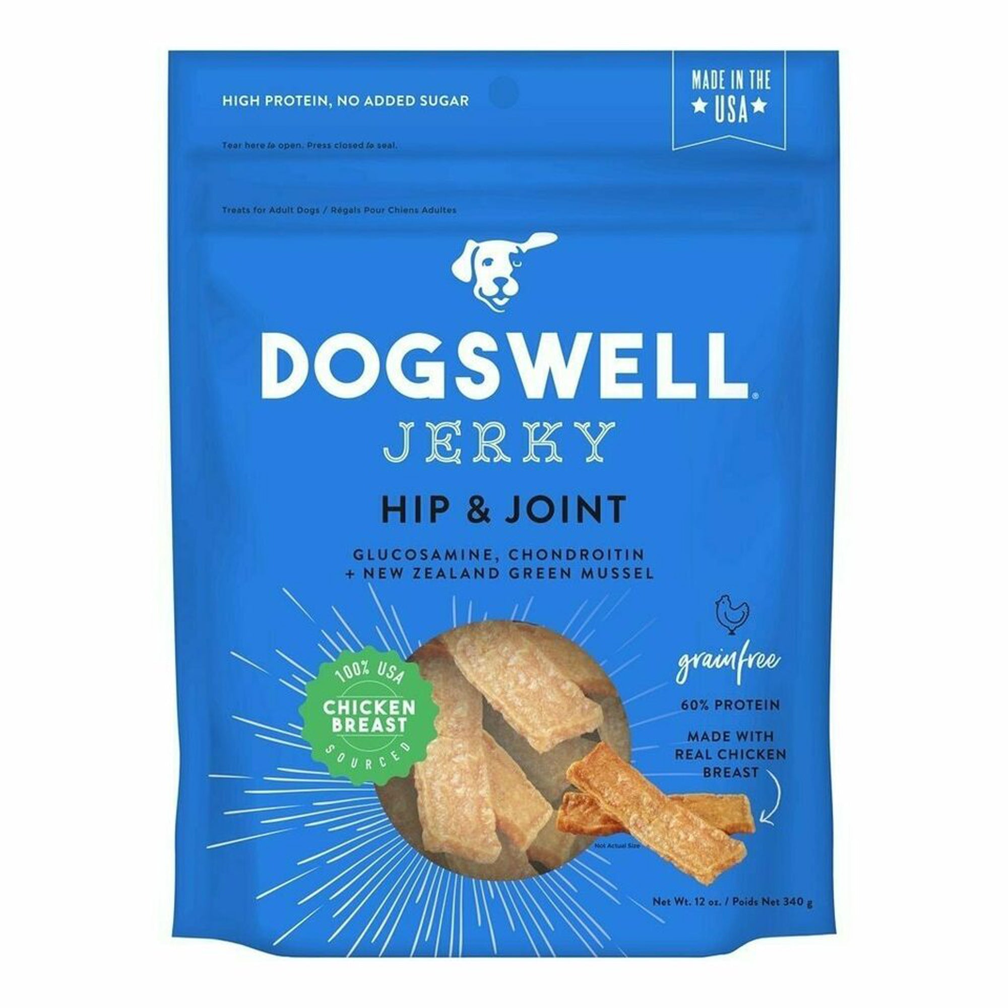 Dogswell Hip & Joint Grain-Free Jerky Dog Treat Regular Chicken 1ea/12 oz