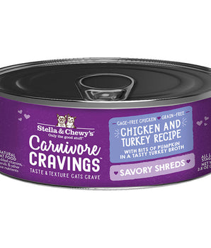 Stella and Chewys Cat Carnivore Cravings Shred Chicken and Turkey 2.8Oz. (Case Of 24)