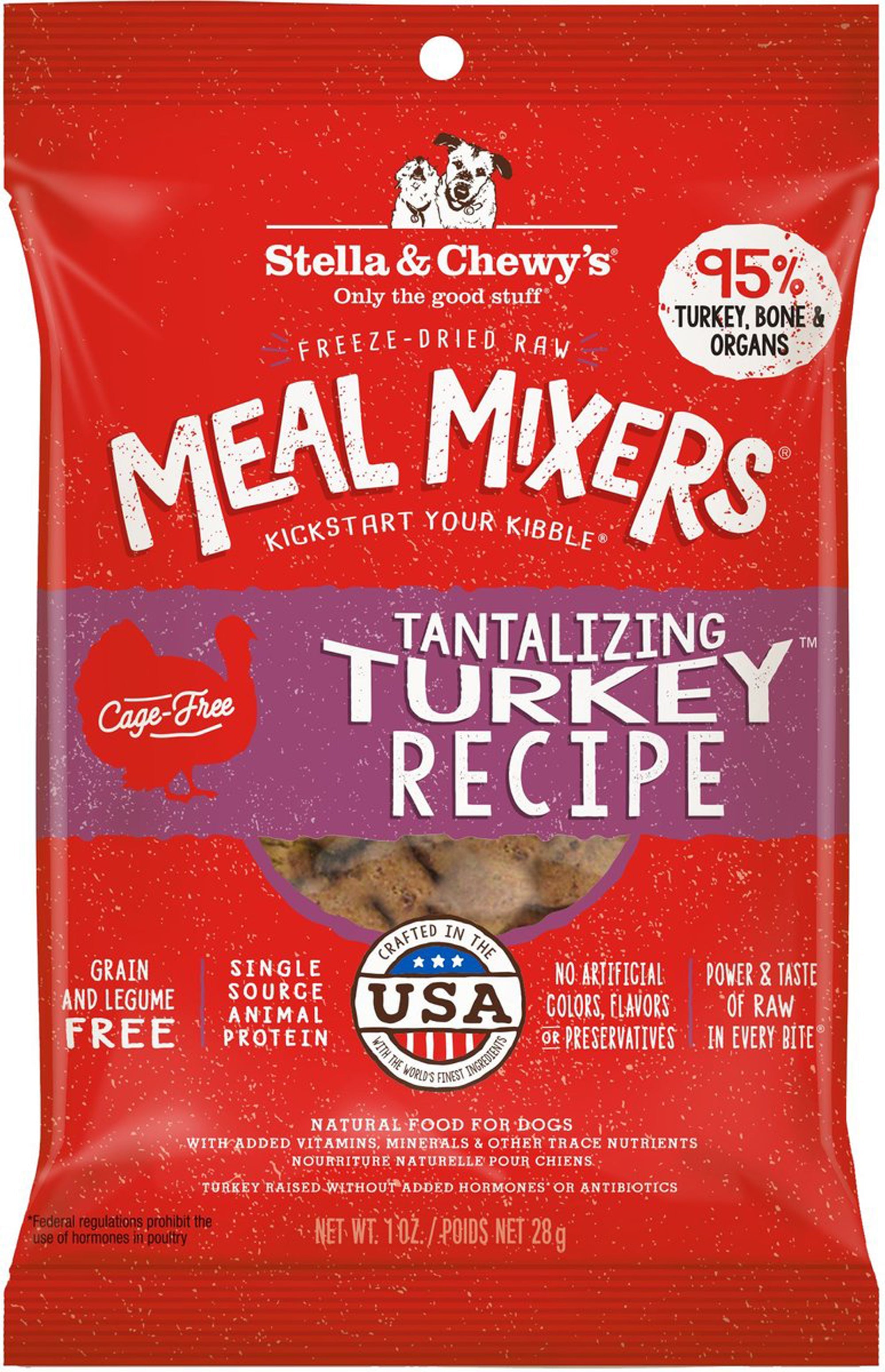 Stella And Chewys Dog Freeze-Dried Meal Mixer Tantalizing Turkey 1oz. (Case Of 8)