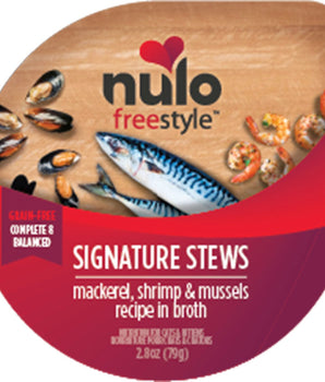 Nulo Freestyle Signature Stews Grain-Free Wet Cat Food Mackerel; Shrimp and Mussels 24ea-2.8 oz