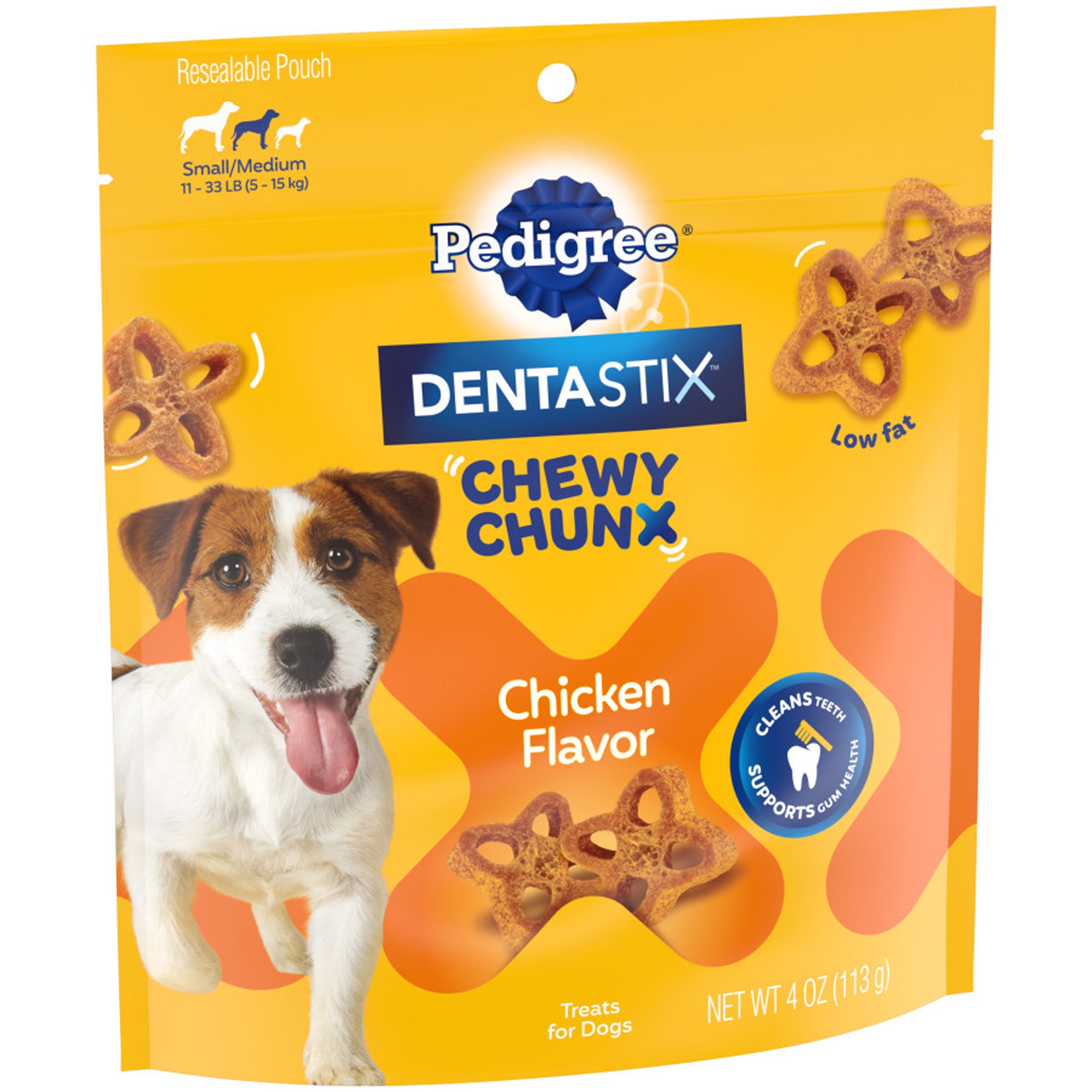 Pedigree Dentastix Chewy Chunx Dog Treat Chicken 4 oz, Small/MD