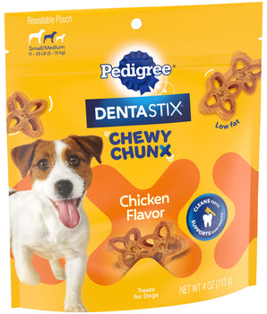 Pedigree Dentastix Chewy Chunx Dog Treat Chicken 4 oz, Small/MD